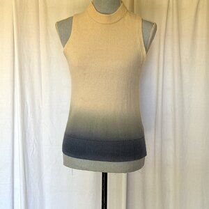 COS 100% Cashmere Ombré knit Vest in Beige / Blue gray halter neck XS